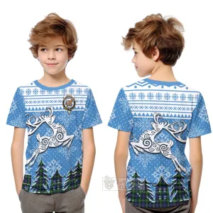 Baillie (Bailey) Clan Christmas Kid T-Shirt Celtic Reindeer Style