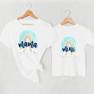 Dreamy Rainbow Mama & Mini White T-Shirts