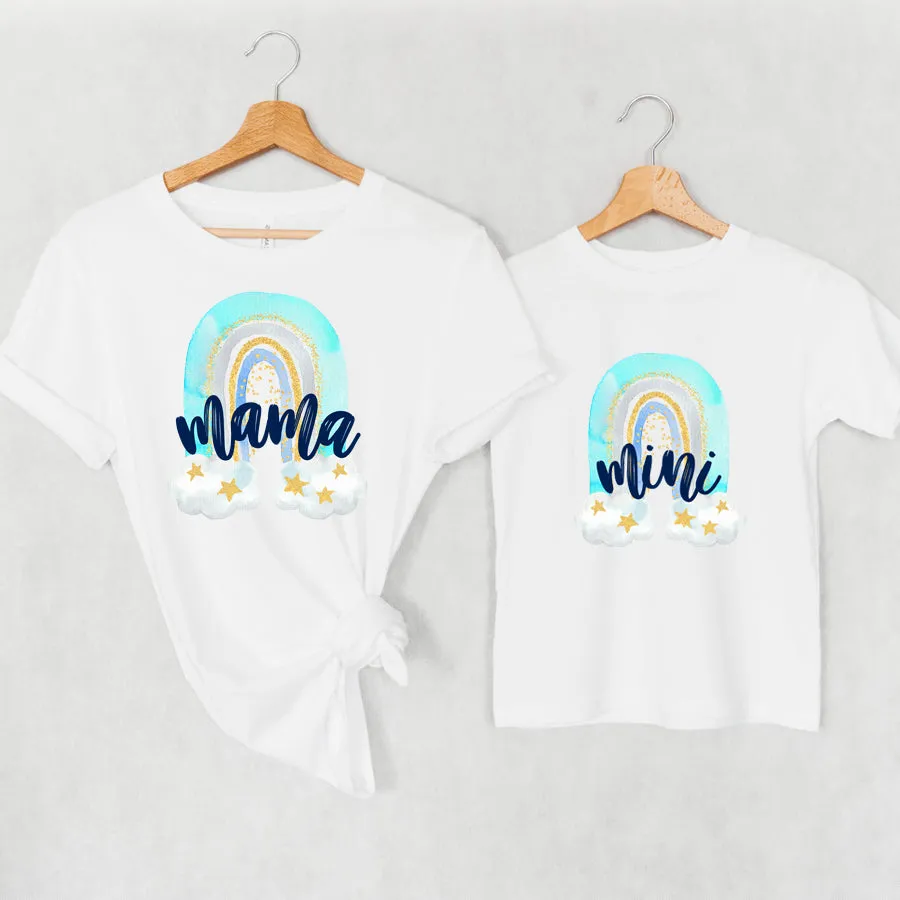 Dreamy Rainbow Mama & Mini White T-Shirts