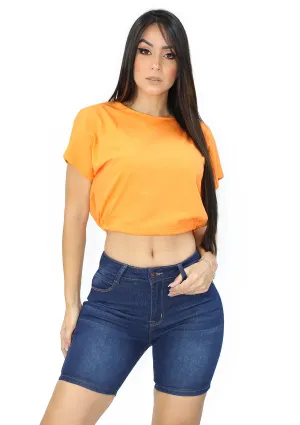 DZ-24-A901 Orange Crop Top de Mujer