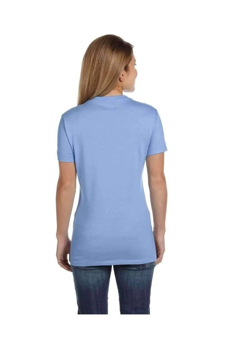 Hanes S04V: Ladies Nano V-Neck T-Shirt 100% Cotton