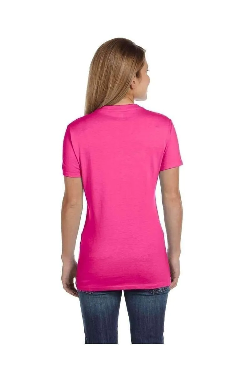 Hanes S04V: Ladies Nano V-Neck T-Shirt 100% Cotton