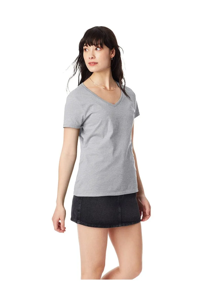Hanes S04V: Ladies Nano V-Neck T-Shirt 100% Cotton