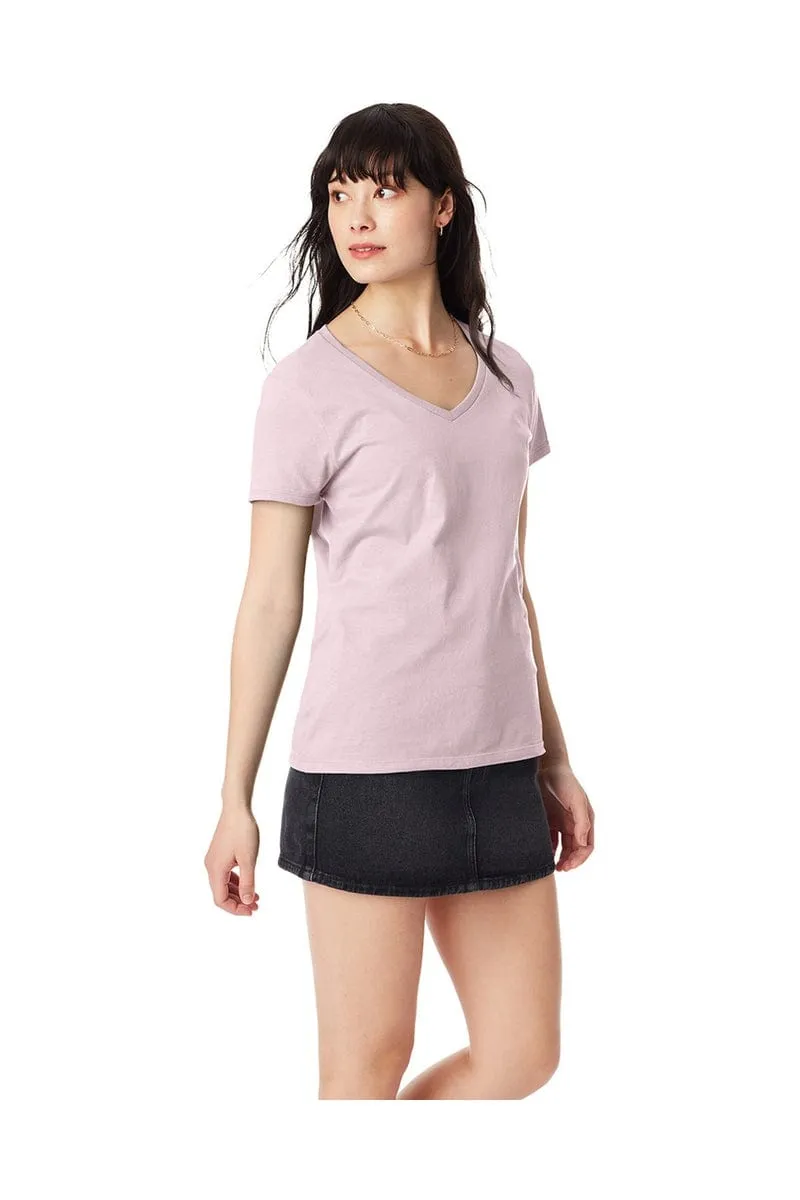 Hanes S04V: Ladies Nano V-Neck T-Shirt 100% Cotton