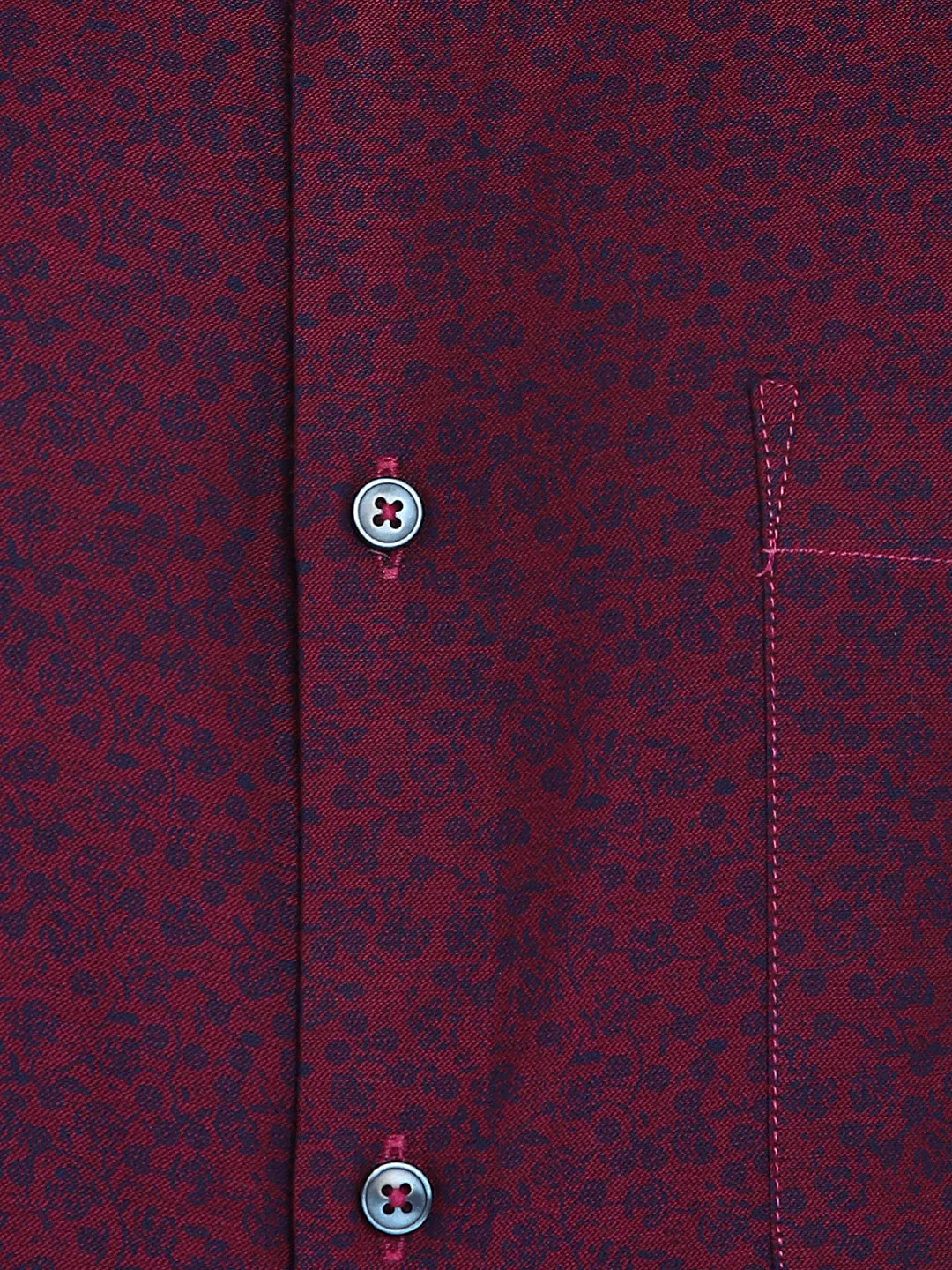 Maroon Cotton Printed Slim Fit Shirts