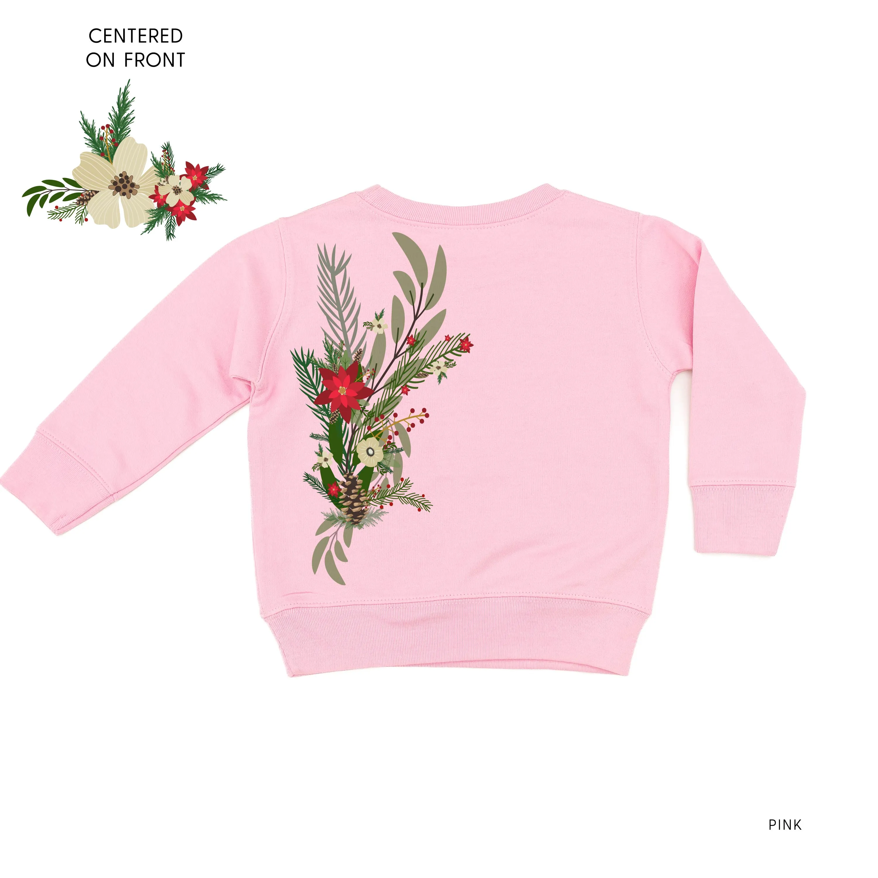 Poinsettia & Winter Flower Cascade (centered & b) - Child Sweater