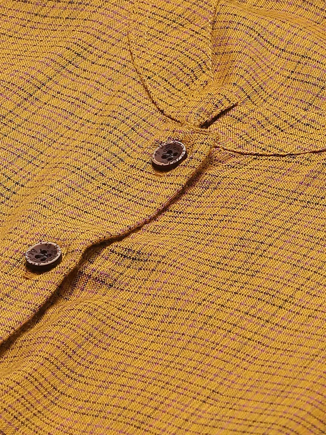 Women Mustard & Beige Self Checked Kurta With Trousers & Dupatta